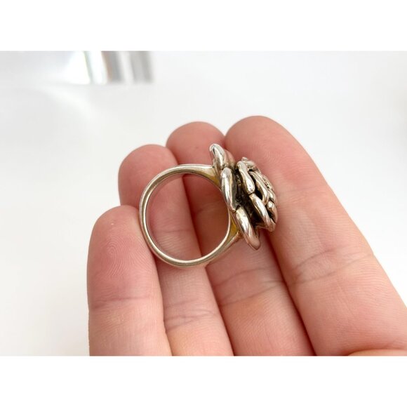 Thai Made RARE Blooming Rose Floral 925 Sterling Silver Vintage Ring - sz 7 - Picture 8 of 14